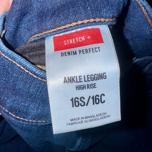 👖 Express High Waisted Denim Perfect Ankle Leggings – Medium Wash, 16 Short - Picture 6 of 7